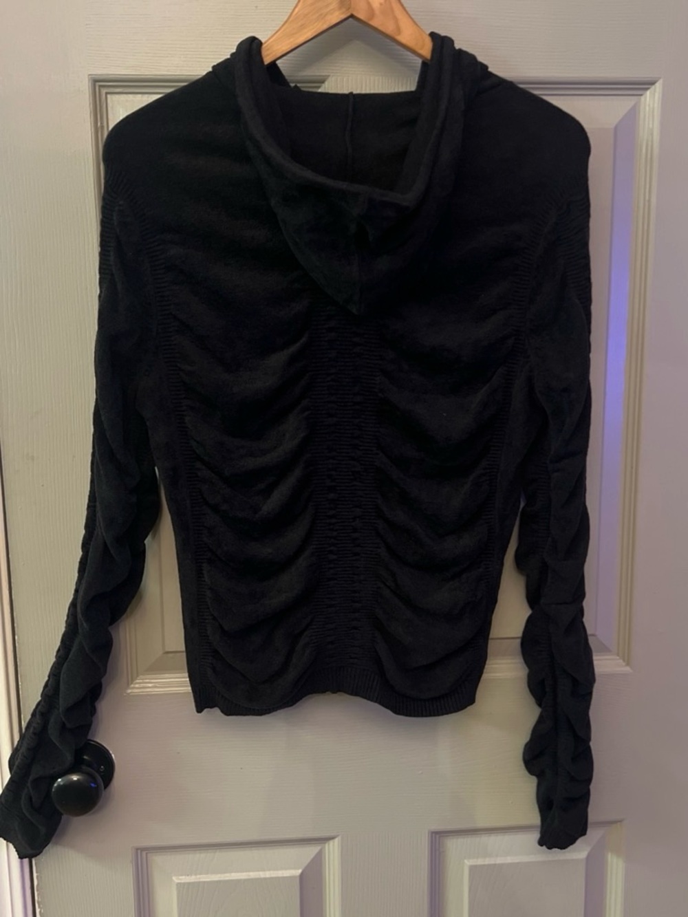 Express Black Hooded Ruched Back Hoodie Sweater